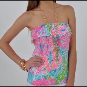 Lilly Pulitzer Strapless Top Let’s Cha Cha Print